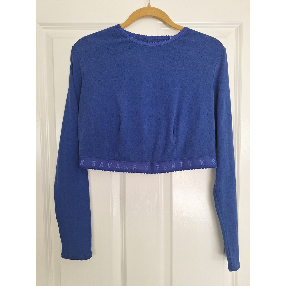 SAVAGE X FENTY Dreamy Blue‎ Cotton Jersey Long Sleeve Crop Top SIZE 3X